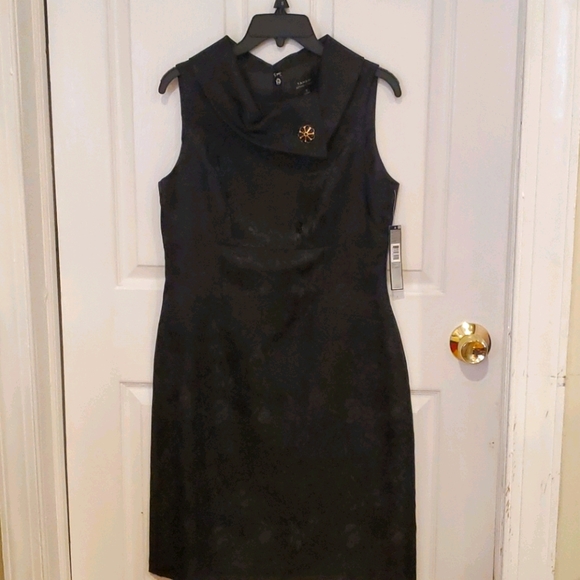 Tahari Dresses & Skirts - NWT Tahari black brocade dress with cowl neck